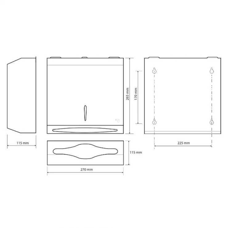 Dispenser til Papirhåndklæder Hygio Krom Glat 27x26.5 cm-1