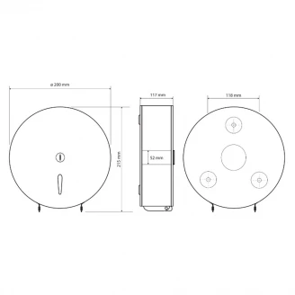Toiletpapirholder Jumbo <strong>Hygio</strong>  Sort Mat 20 cm