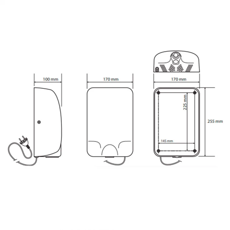 Håndtørrer 1000 W Hygio Sort Mat-1