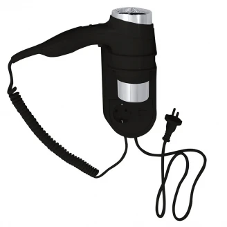 Hårtørrer med Holder og Stik <strong>Hygio</strong>  Sort Glat