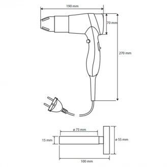 Hårtørrer med Holder Hygio Hvid Glat-2