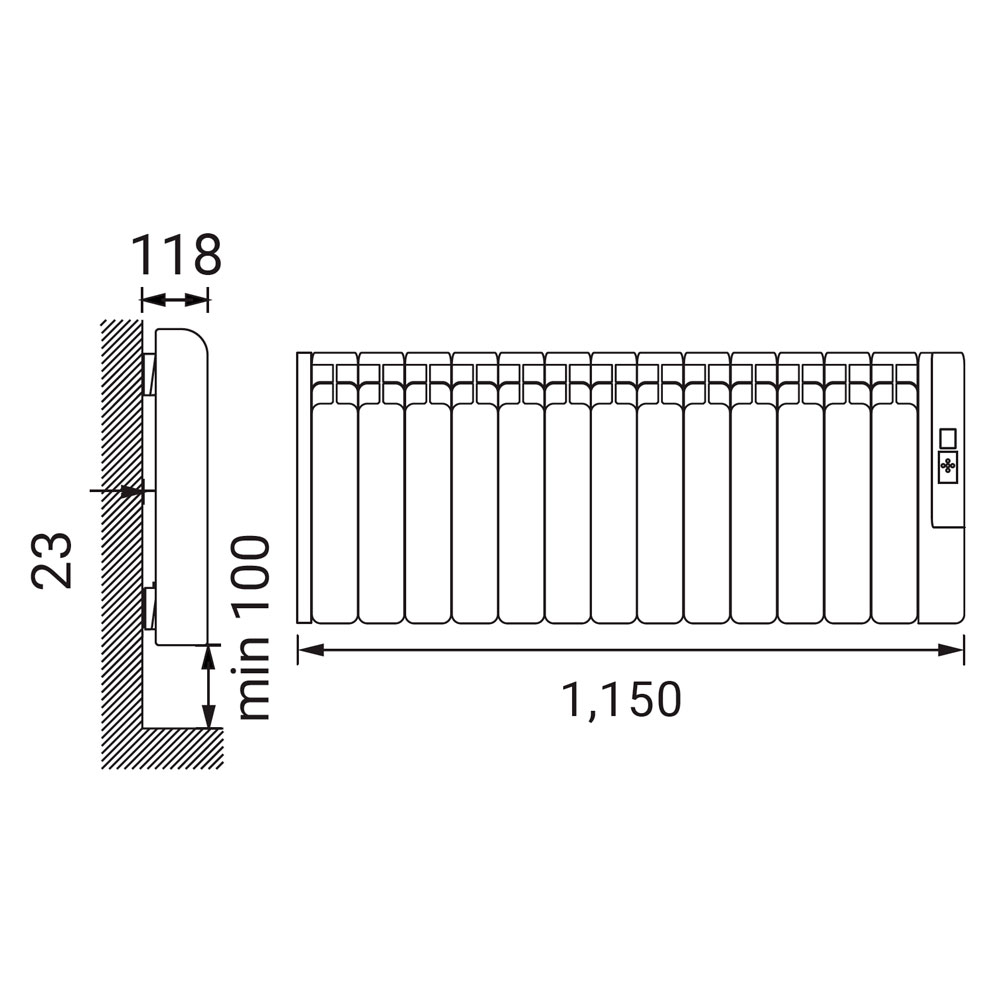 Rointe El Radiator 1300 W Sygma Kort Hvid | Hill Ceramic®