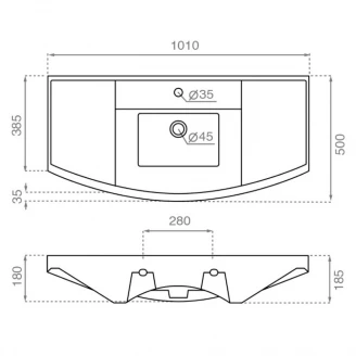 Bathco Håndvask Rectangular Oslo Hvid Glat 100 cm-2