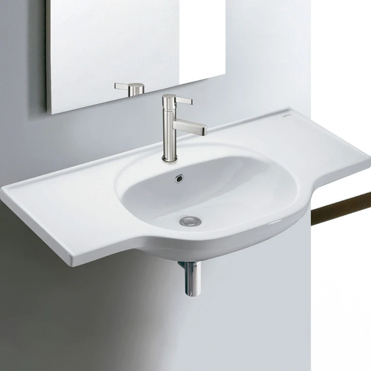 Bathco Håndvask Rectangular Oslo Hvid Glat 102 cm-0