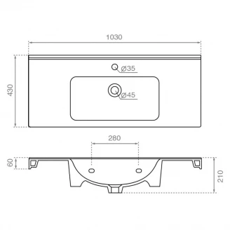 Bathco Håndvask Rectangular Praga Hvid Glat 103 cm-2