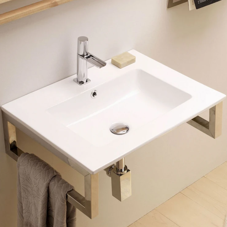 Bathco Håndvask Rectangular Liebana Hvid Glat 61 cm-0