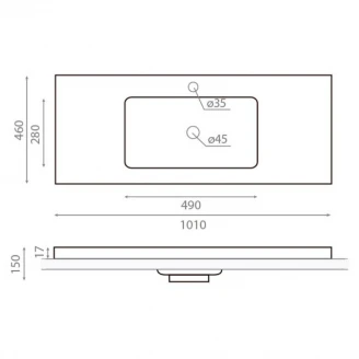 Bathco Håndvask Rectangular Liebana Hvid Glat 101 cm-2