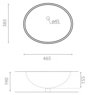 Bathco Håndvask Oval Módena Hvid Glat 46.5 cm-2