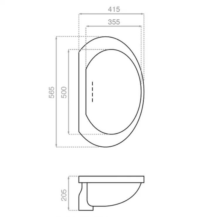 Bathco Håndvask Oval Oval Titanic 1st class Hvid Glat 56.5 cm-1