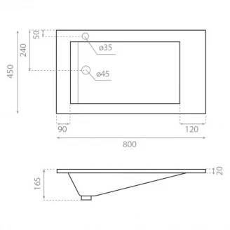 Bathco Håndvask Resin Tecno Sort Mat 80 cm-2