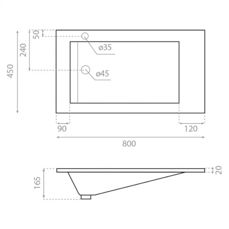 Bathco Håndvask Resin Tecno Sort Mat 80 cm-1