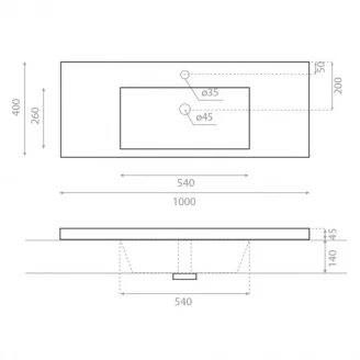 Bathco Håndvask Resin Colloto Hvid Glat 100 cm-2