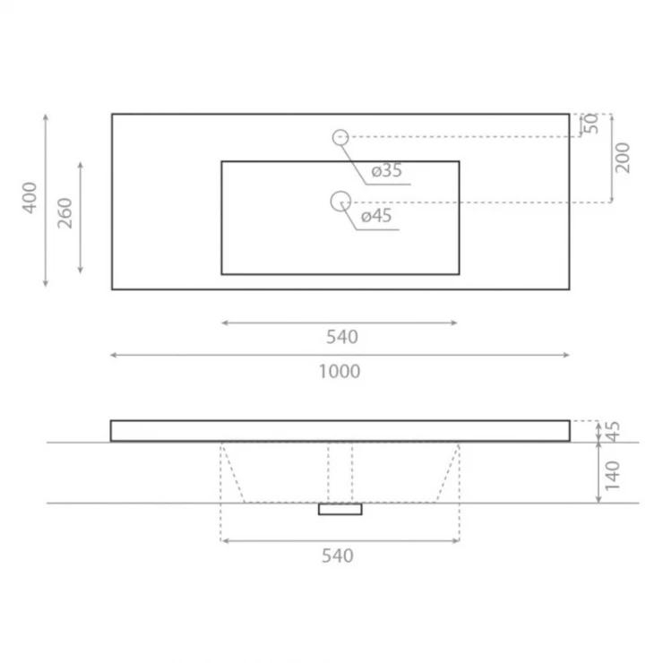 Bathco Håndvask Resin Colloto Hvid Glat 100 cm-1