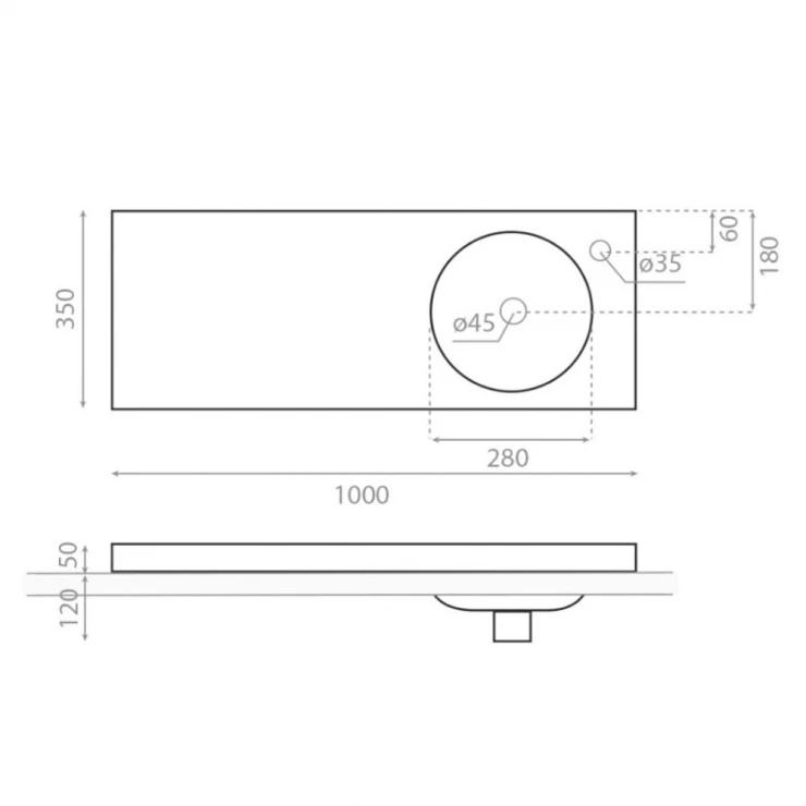 Bathco Håndvask Resin Oasis Hvid Glat 100 cm-1