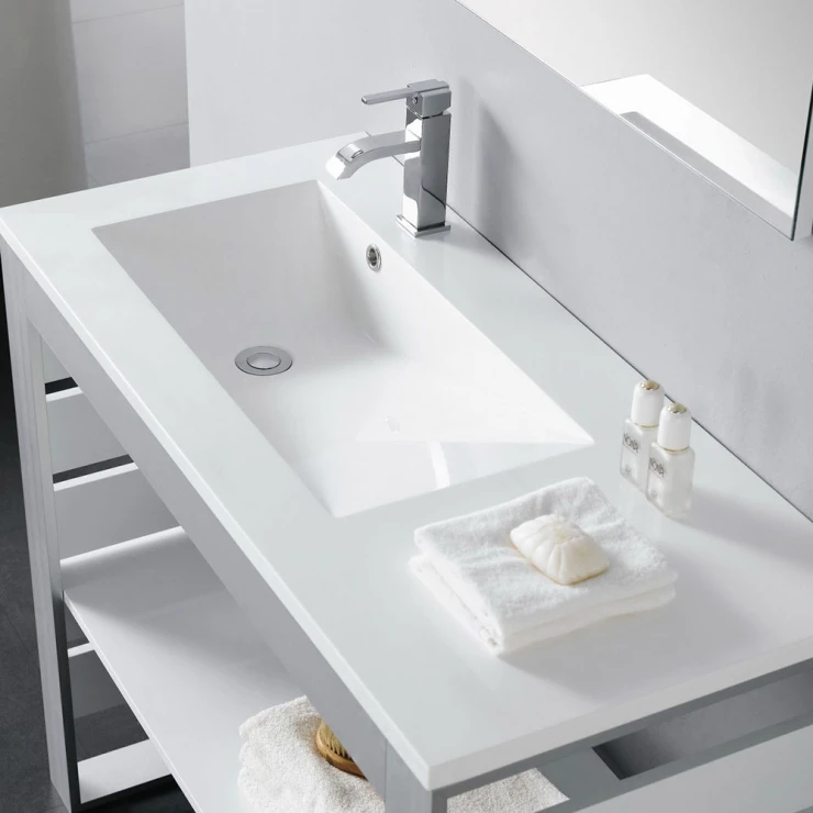 Bathco Håndvask Resin Tecno Hvid Glat 100 cm-0