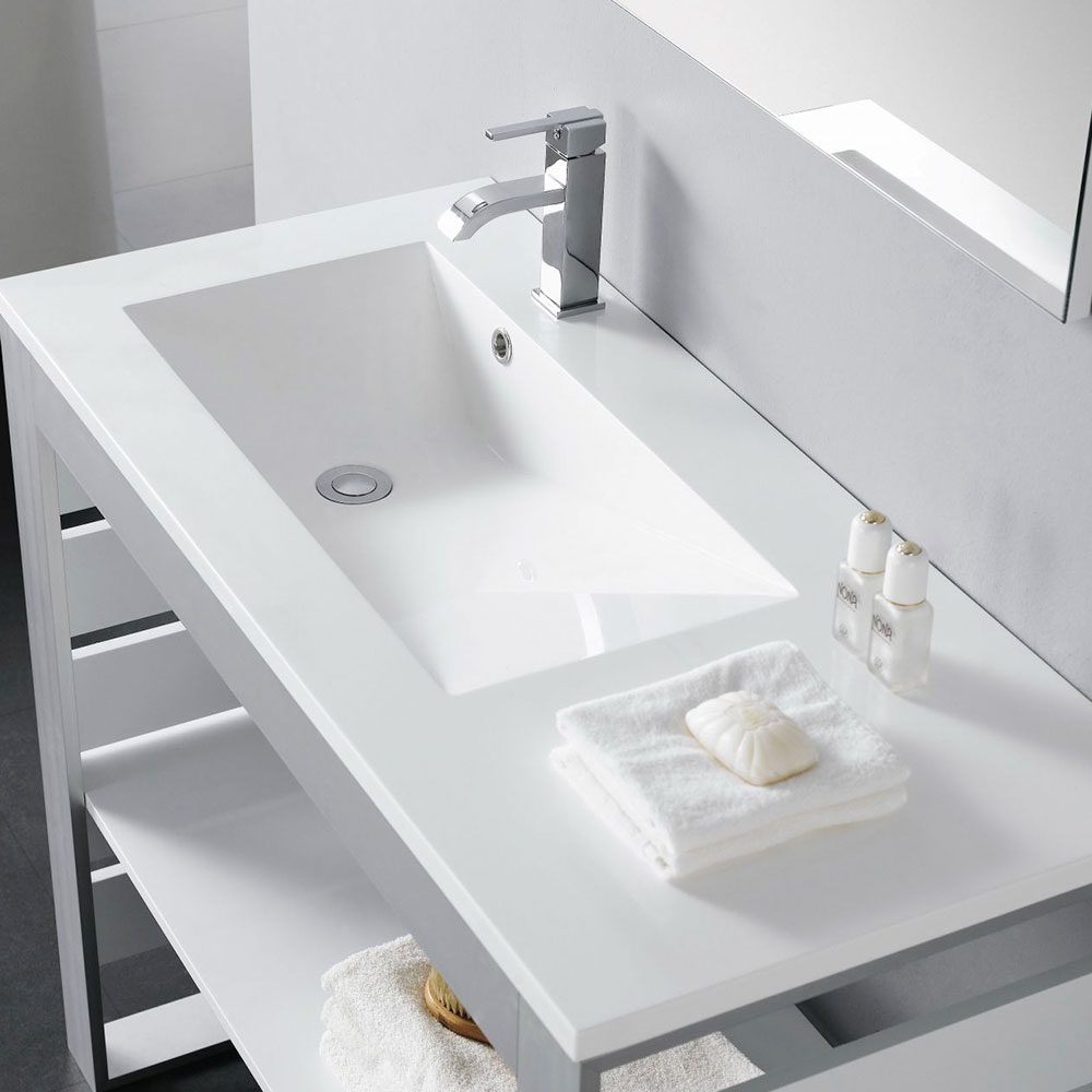 Bathco Håndvask Resin Tecno Hvid Glat 100 cm