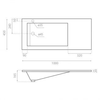 Bathco Håndvask Resin Tecno Sort Mat 100 cm-2