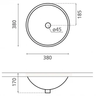 Bathco Håndvask Cerdena Hvid Glat 38 cm-2