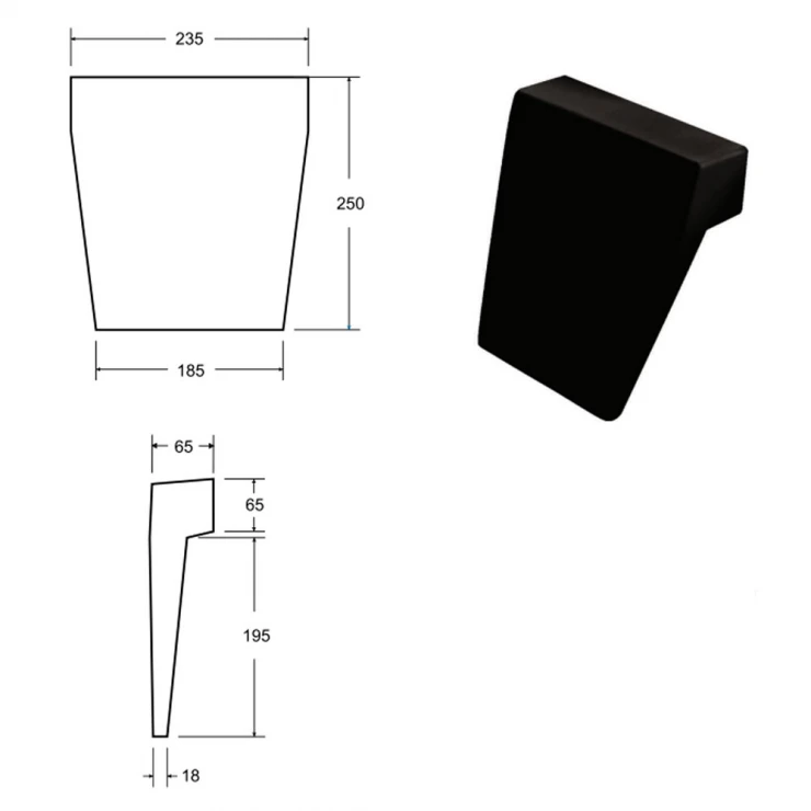 Badekar Pude Sort 23.5x25 cm-1