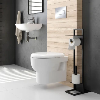 Toiletpapirholder med Hylde Correo Sort Mat-2