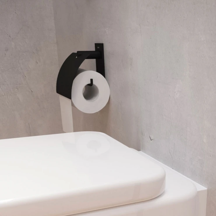 Toiletpapirholder med låg Eden Sort Matt-1