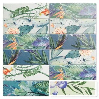 Mainzu Vægflise Jungle Tapestry Eden Blank 10x30 cm-2