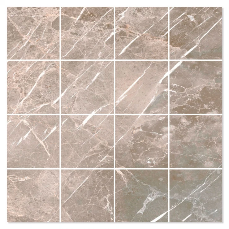 Marmor Mosaik Klinker Soapstone Premium Brun Poleret 30x30 (7x7) cm-0