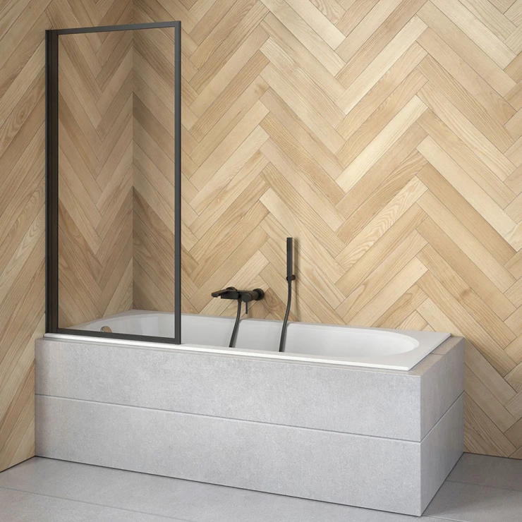 Badekarvæg Corso Sort 4 mm 70x140 cm-0