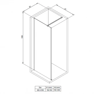 Brusevæg Prizma Krom Blank 6 mm 80x195 cm-2