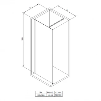 Brusevæg Prizma Sort Mat 6 mm 90x195 cm-2