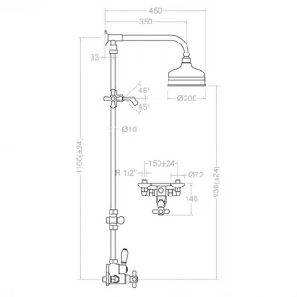 Brusesæt Murray Chrom Glat med Termostat -2