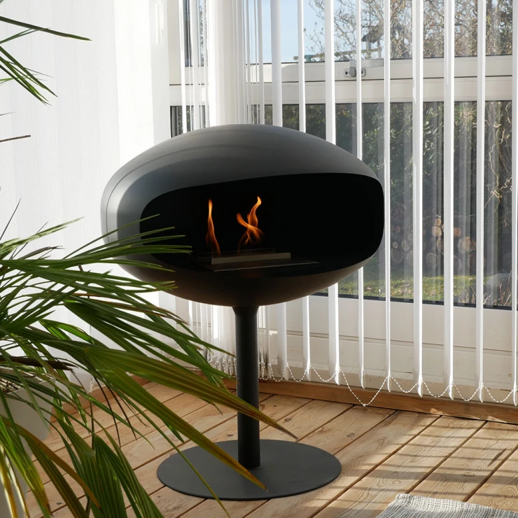 Cocoon Pedestal Bioethanol Pejs Sort Mat med Stålfod Sort Mat-0