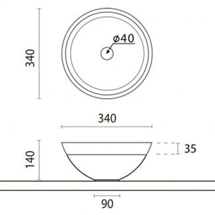 Bathco Håndvask Solid Surface Vinci Hvid Dekor Grå Træ-1