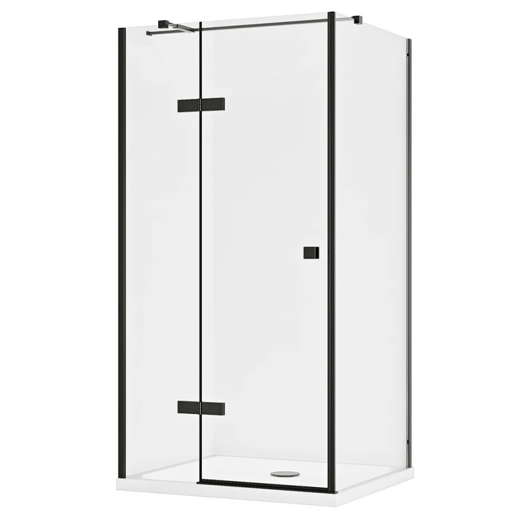 Brusehjørne Torre Sort Mat 6 mm 120x80 cm Venstre-1