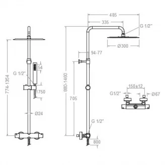 Brusesæt Falls med Sort Mat Termostat -2