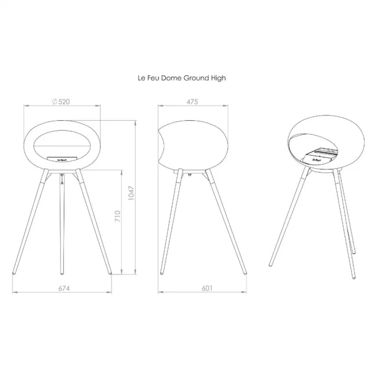 Le Feu Bioetanol Kamin Ground High Mocca Mat med Sort Mat, Ben af ​​Sæbebehandlet Egetræ-1