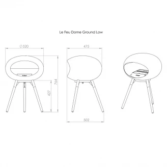 Le Feu Bioetanol Kamin Ground Low Nickel Mat med Sort Mat, Ben af ​​Sæbebehandlet Egetræ-2