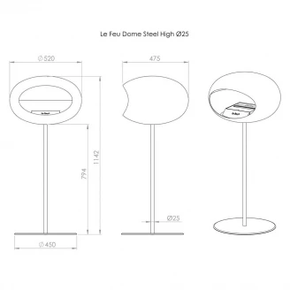 Le Feu Bioetanol Kamin Steel Mocca Mat med Stativ Krom Glat & Mocca Mat Platta 80 cm-2