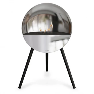 Le Feu Bioetanol Kamin Eye Silver med Sort Topp, Spejl Foran, Sort Ben-2