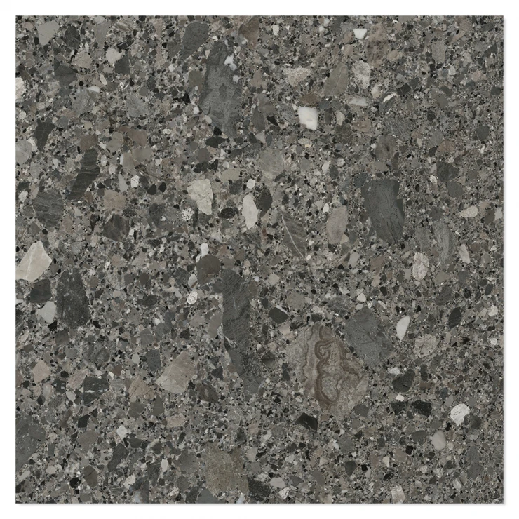 Klinker Terrazzo Premio Mørkegrå Mat 120x120 cm-1