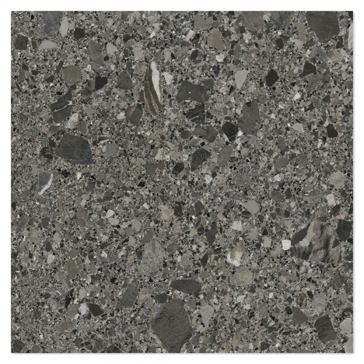 Klinker Terrazzo Premio Mørkegrå Mat 120x120 cm-0