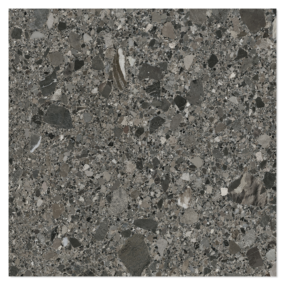 Klinker Terrazzo Premio Mørkegrå Mat 120x120 cm