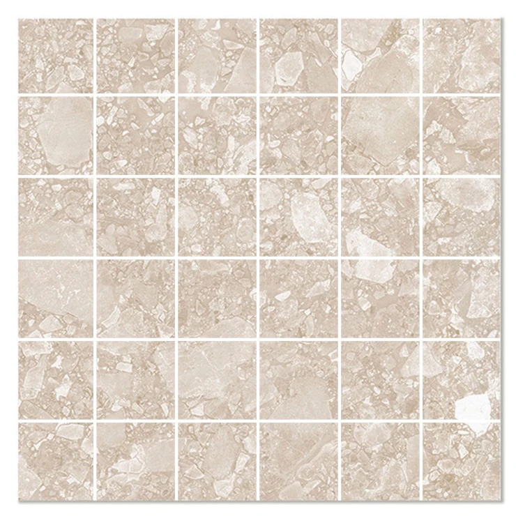 Mosaik Klinker Flodsten Beige Mat 30x30 (5x5) cm-0