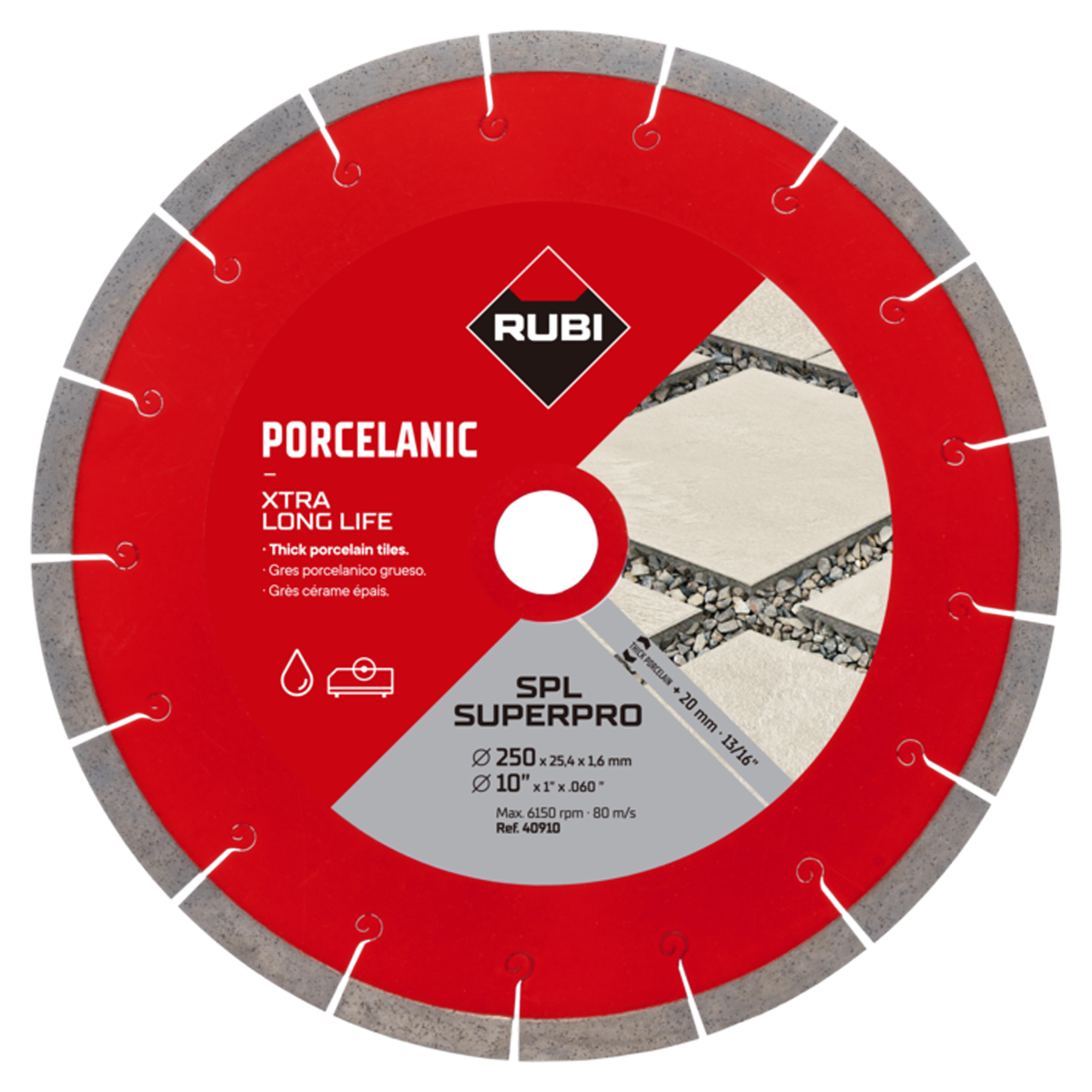 Diamantklinge til porcelænsfliser SPL 250 EXT SUPERPRO (til 20 mm tykkelse)
