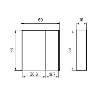 Spejlskab Lumin  Mørkegrå Mat 60 cm-2