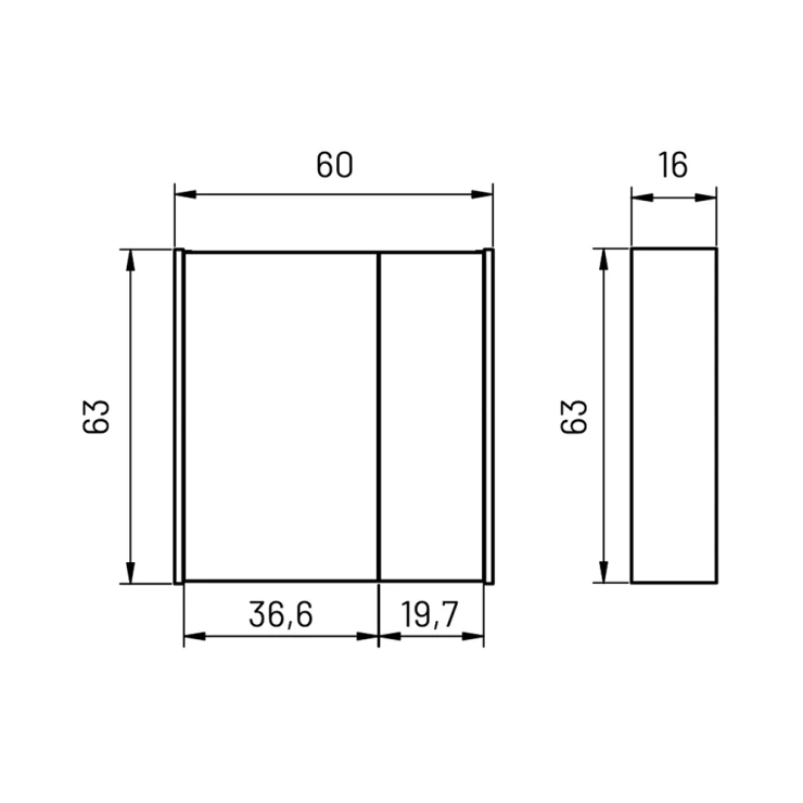 Spejlskab Lumin  Mørkegrå Mat 60 cm-1