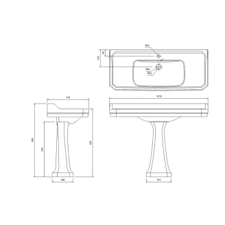 Burlington Håndvask Edwardian 120 cm Hvid med Piedestal Classic Hvid-2