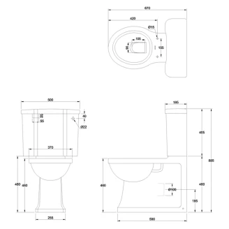 Burlington Fritstående Toilet Arcade med Tank & Soft-close Toiletsæde Hvid-2