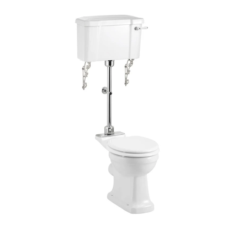 Burlington Gulvstående Rimless Toilet med Vægcisterne & Soft-close Toiletsæde -0