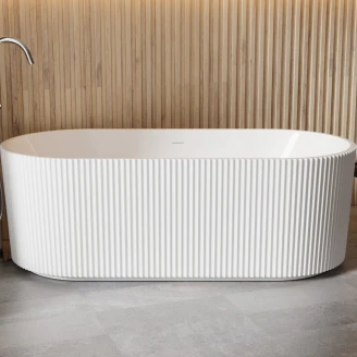 Badekar <strong>Lisse</strong>  Hvid Blank 150 cm Fristående med Sort Mat Pop-up Bundventil